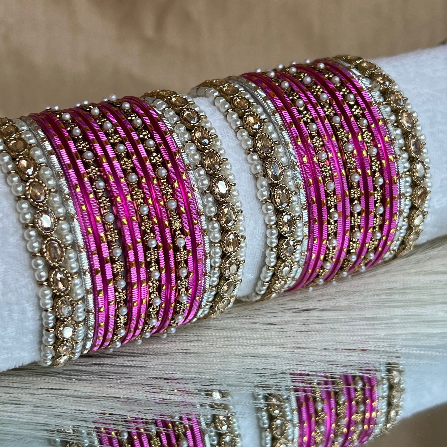 Small Pink Pearly Bangle Set/Indian/ Pakistani/Jewelley/ Fashion Bracelet