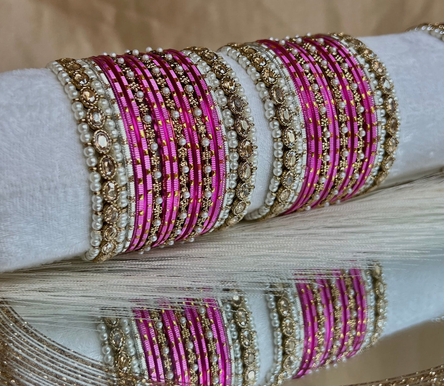 Small Pink Pearly Bangle Set/Indian/ Pakistani/Jewelley/ Fashion Bracelet