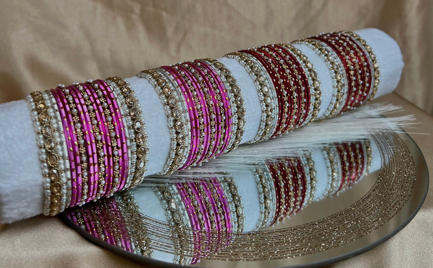 Small Pink Pearly Bangle Set/Indian/ Pakistani/Jewelley/ Fashion Bracelet