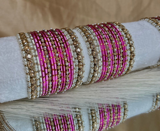 Small Pink Pearly Bangle Set/Indian/ Pakistani/Jewelley/ Fashion Bracelet