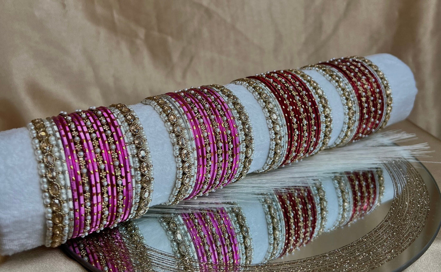 Small Maroon Pearly Bangle Set/Indian/ Pakistani/Jewelley/ Fashion Bracelet