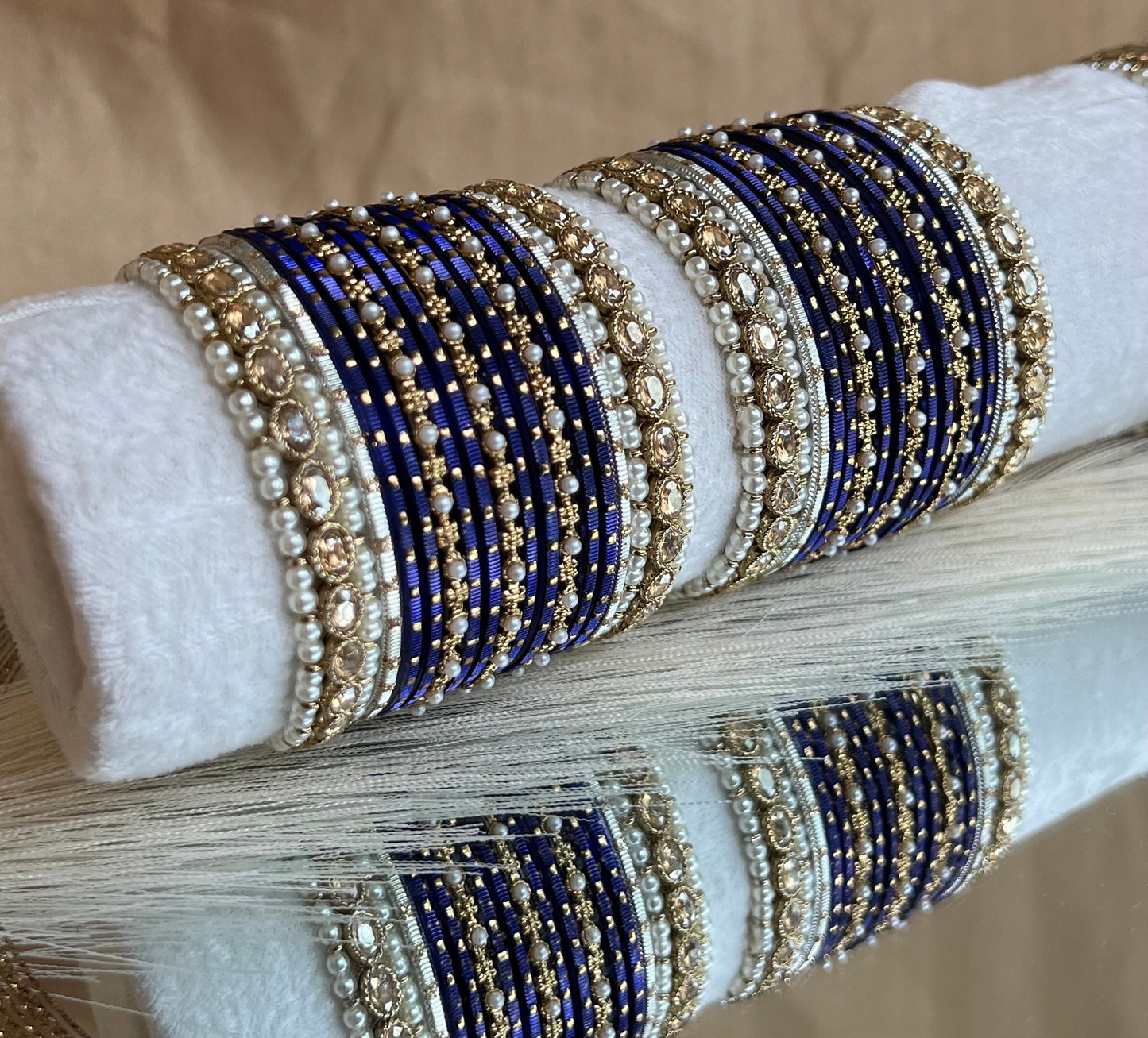 Small Navy Pearly Bangle Set/Indian/ Pakistani/Jewelley/ Fashion Bracelet