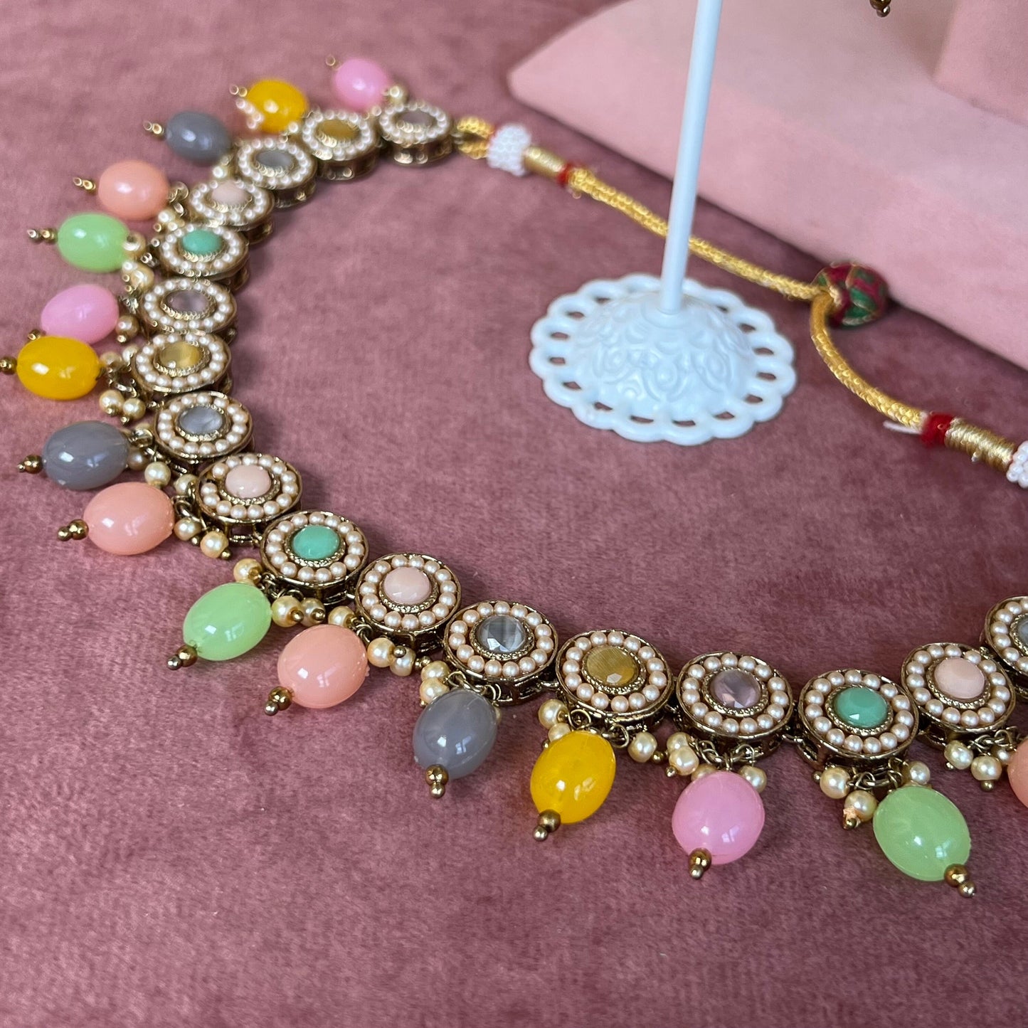 Pastel Necklace, Earring and Bangles/Earring/ Tikka/ Tikli/ Indian/ Pakistani/Fashion Jewellery/ Gift for Women