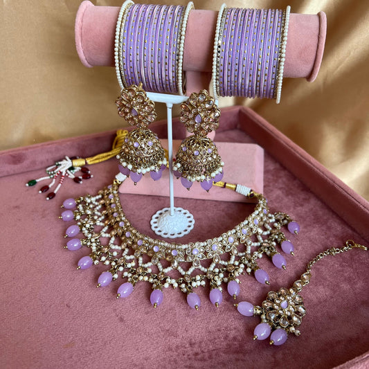 Lilac Choker set and Bangles
