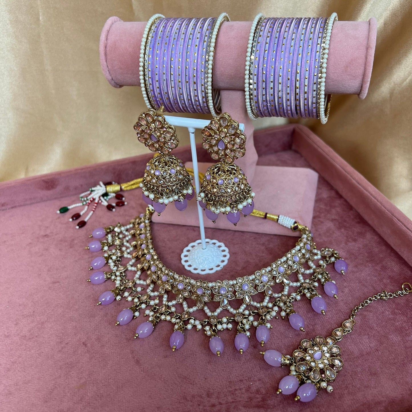 Lilac Choker set and Bangles