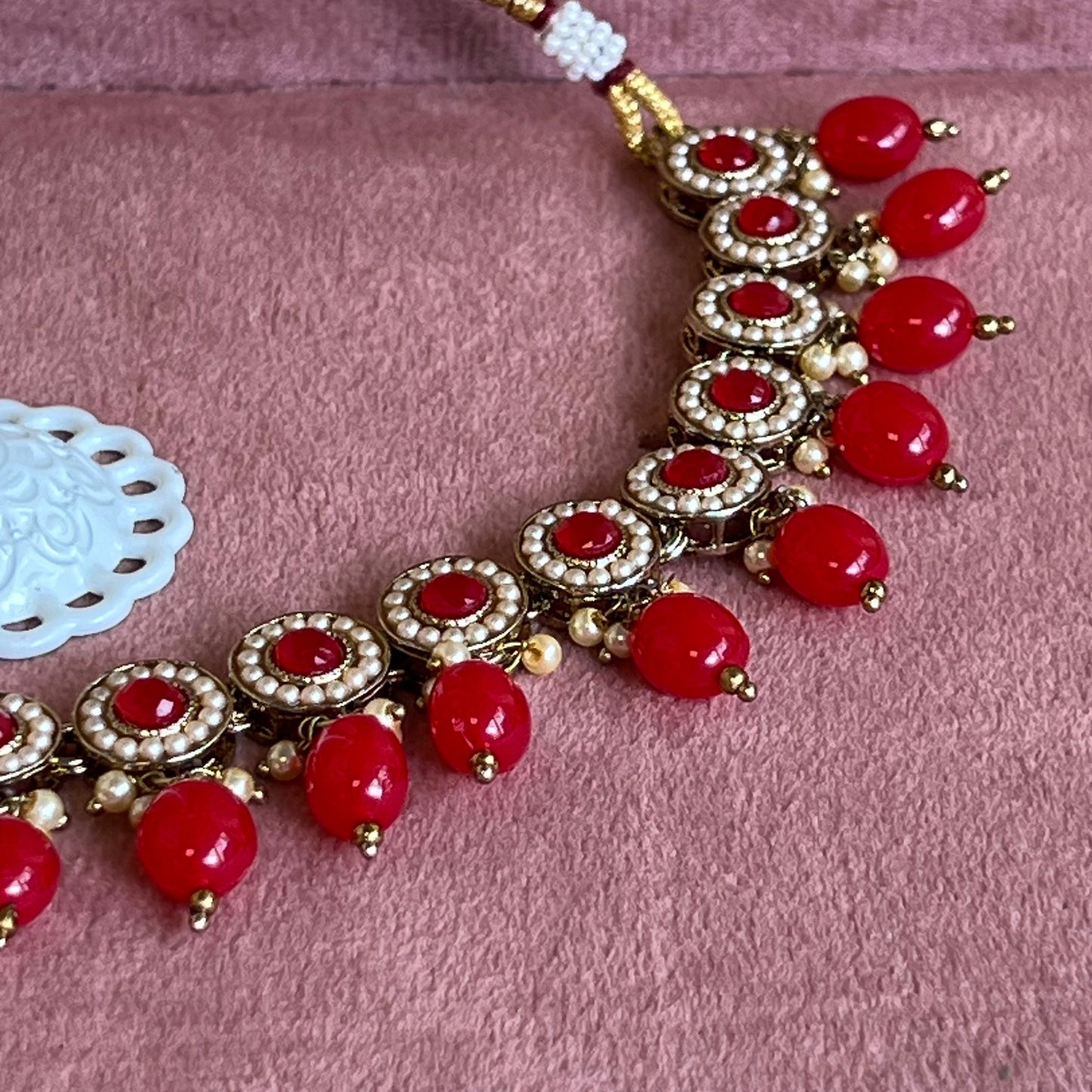 Red Necklace Set Earring/  Indian/ Pakistani/Fashion Jewellery/ Gift for Women