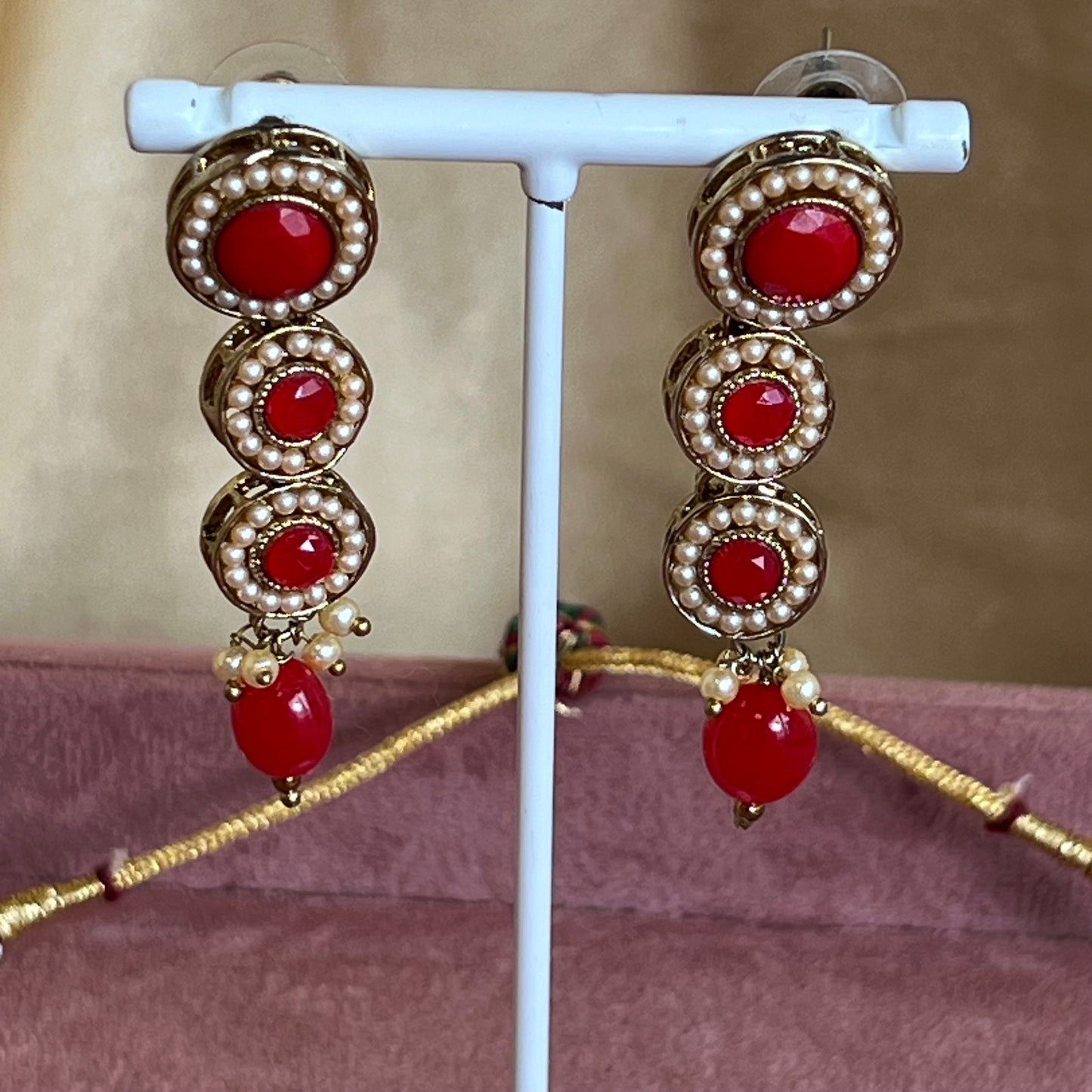 Red Necklace Set Earring/  Indian/ Pakistani/Fashion Jewellery/ Gift for Women