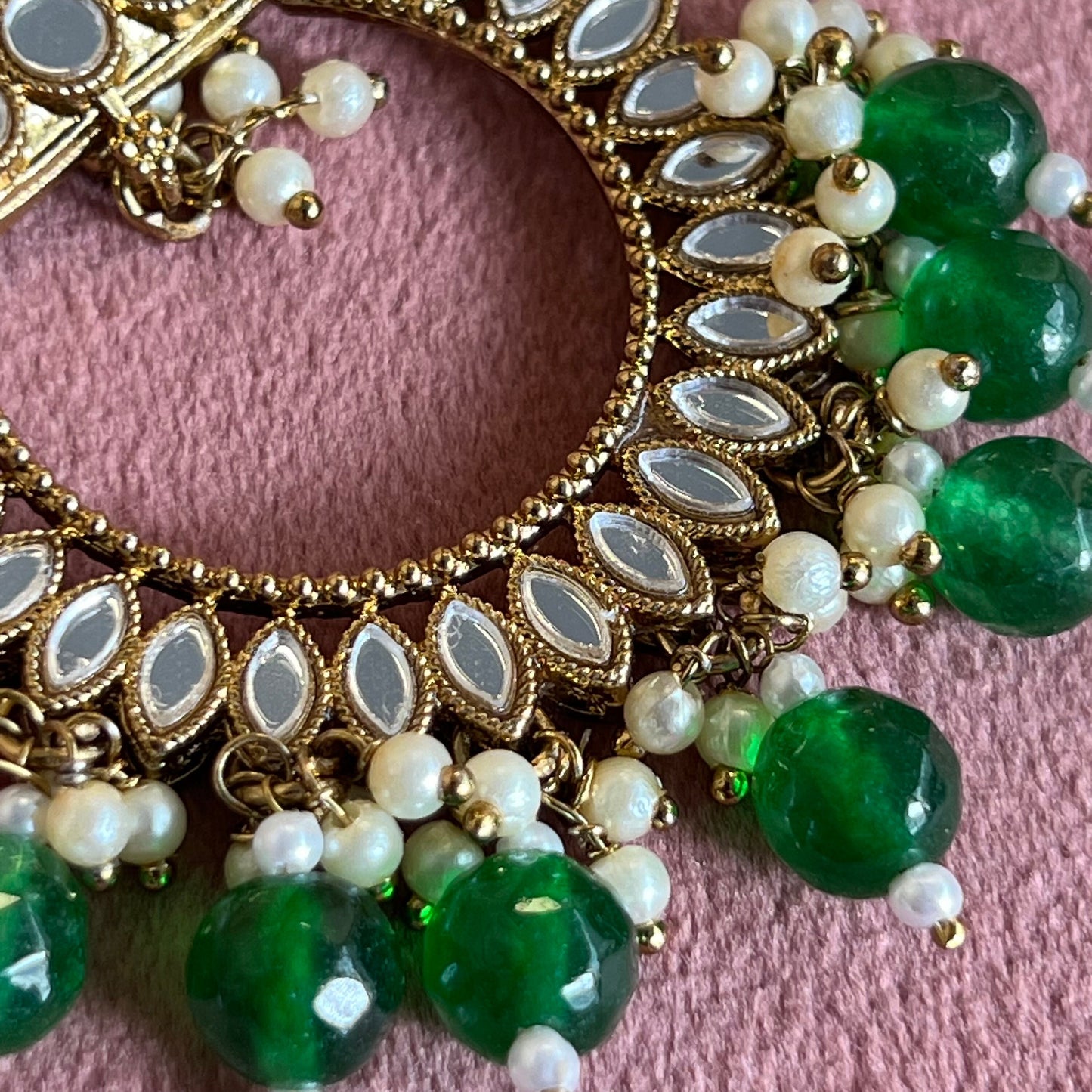 Green Mirrored Tikka (Medium)/ Tikli/ Indian/ Pakistani Fashion Jewellery/Maang Tikkas