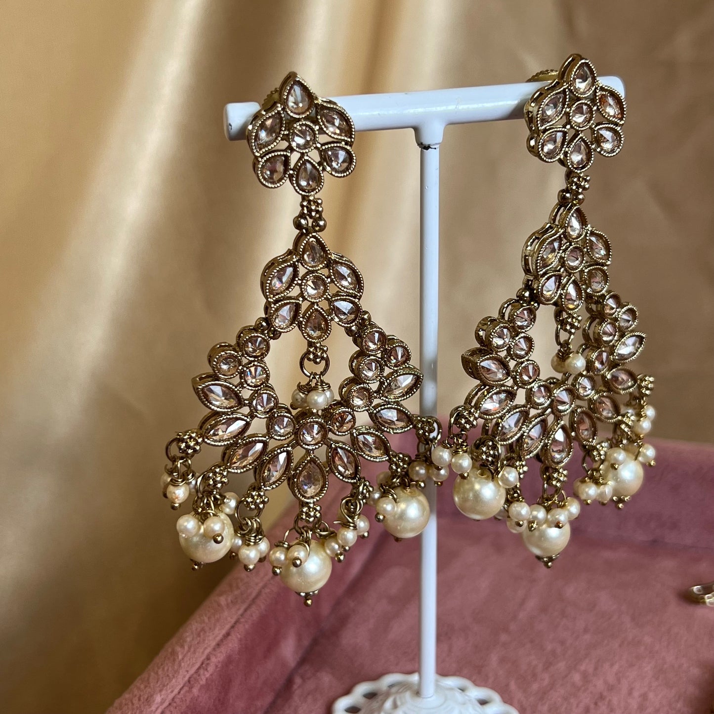 Champagne Earring and Tikka set/Flat Earring Indian/ Pakistani Style/ Tikli