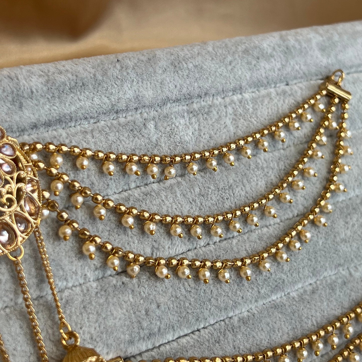 Gold Earrings With Ear Chains/ Fashion Jewellery/ Gift for Women/ Fashion Jewellery/ Gift for Women/Indian/Pakistani style