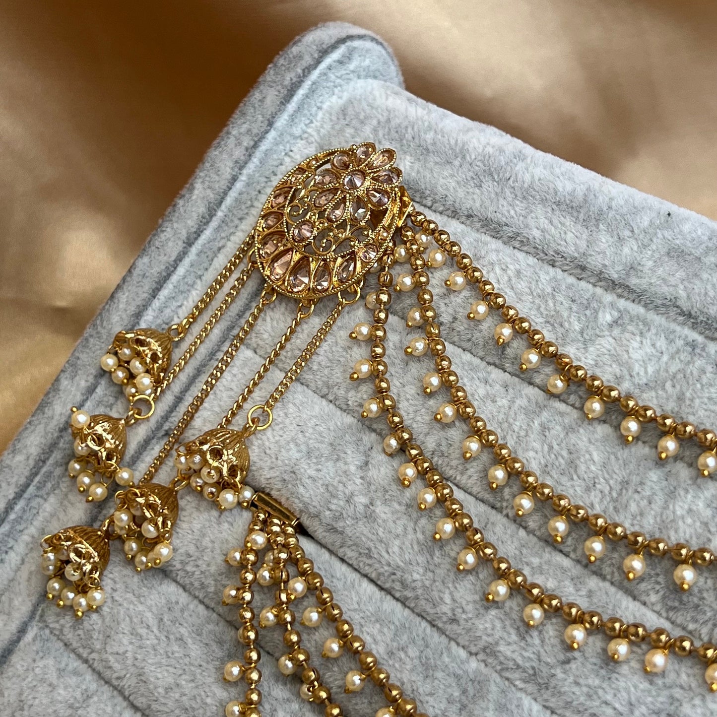 Gold Earrings With Ear Chains/ Fashion Jewellery/ Gift for Women/ Fashion Jewellery/ Gift for Women/Indian/Pakistani style