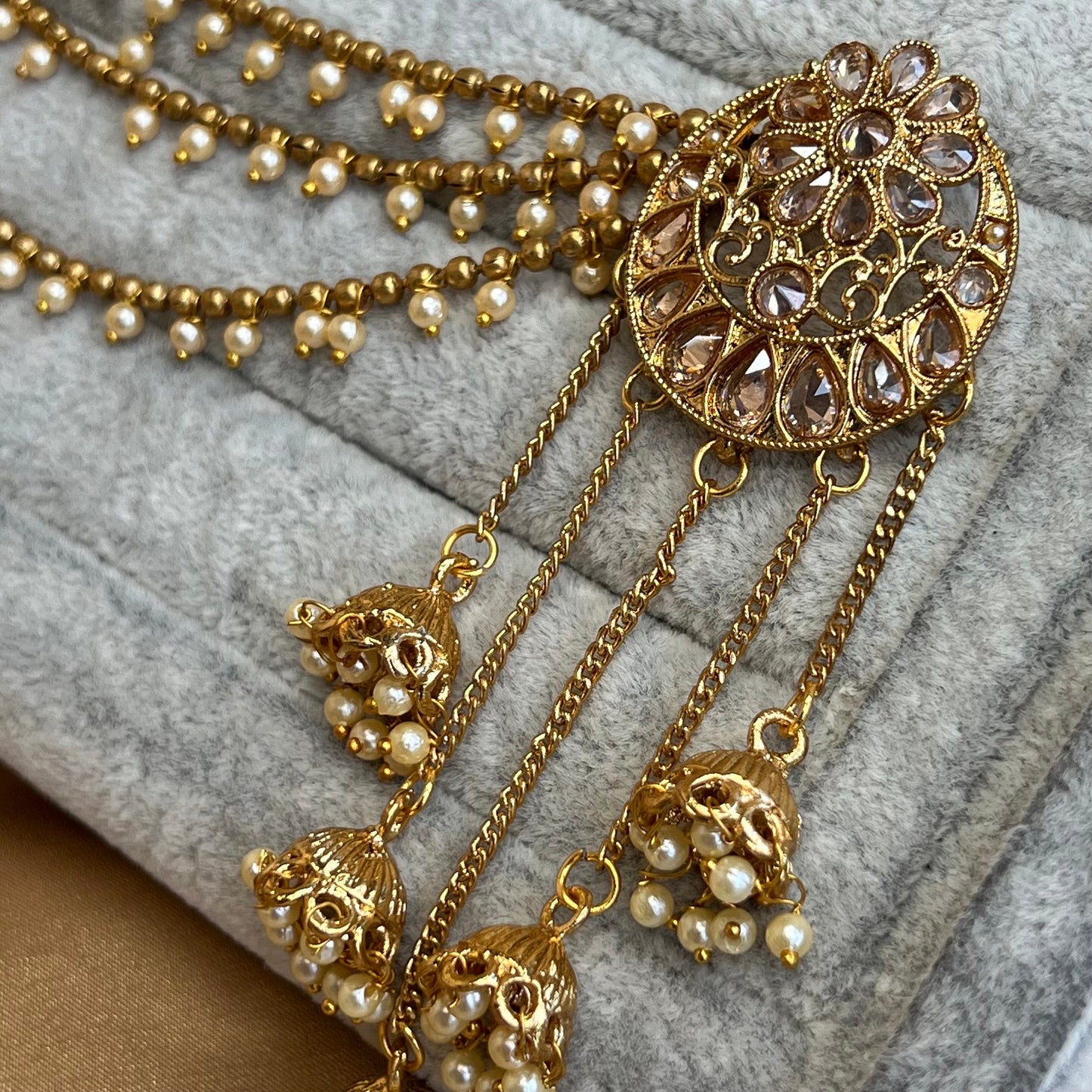 Gold Earrings With Ear Chains/ Fashion Jewellery/ Gift for Women/ Fashion Jewellery/ Gift for Women/Indian/Pakistani style