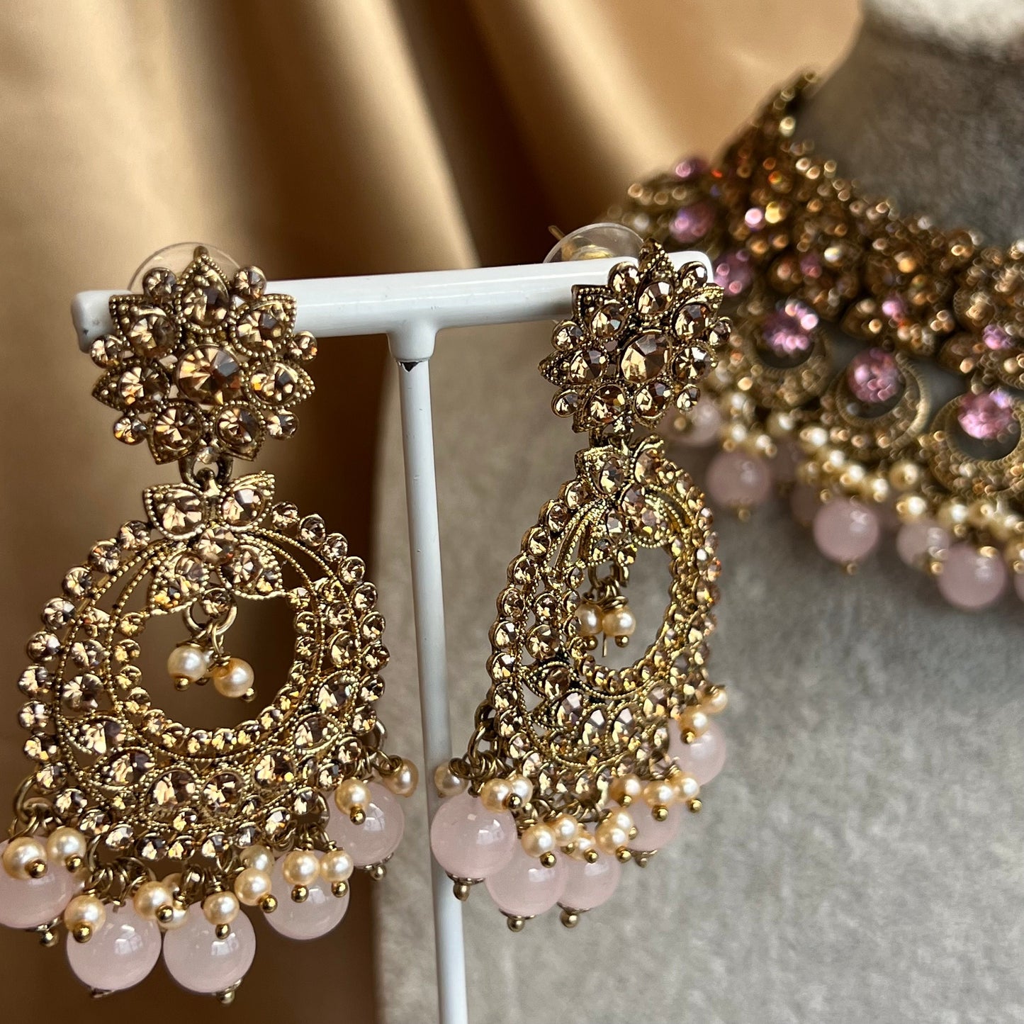 Choker set- Light Pink Earring/ Tikka/ Tikli/ Indian/ Pakistani/Fashion Jewellery/ Gift for Women