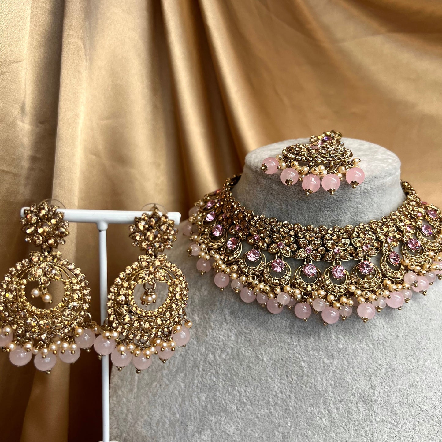 Choker set- Light Pink Earring/ Tikka/ Tikli/ Indian/ Pakistani/Fashion Jewellery/ Gift for Women