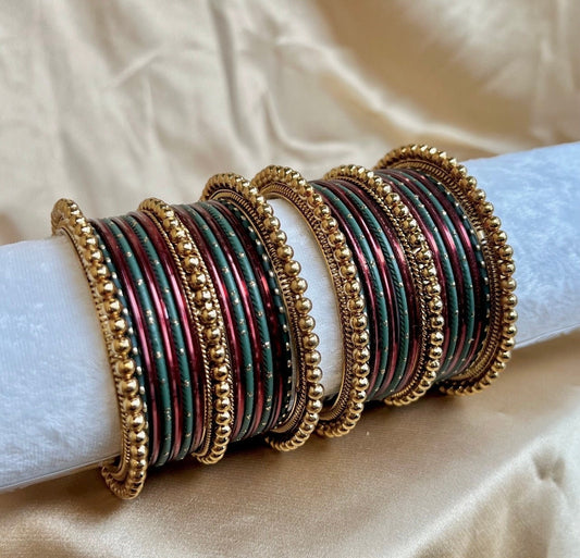 Maroon/ Green Bangle Set/Indian/ Pakistani/Jewelley/ Fashion Bracelet/Traditional/ Gift for women/