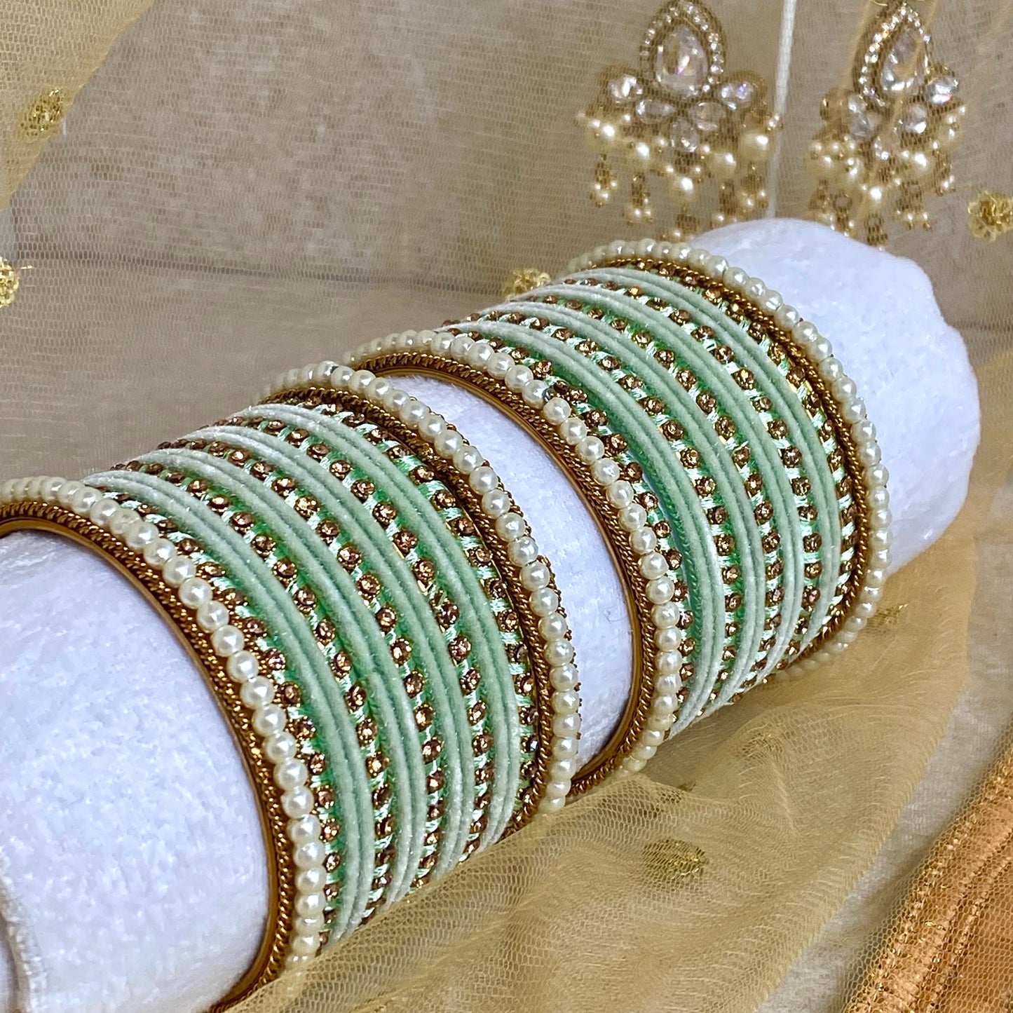 Pearl Mint Bangle Set/Indian/ Pakistani/Jewelley/ Fashion Bracelet
