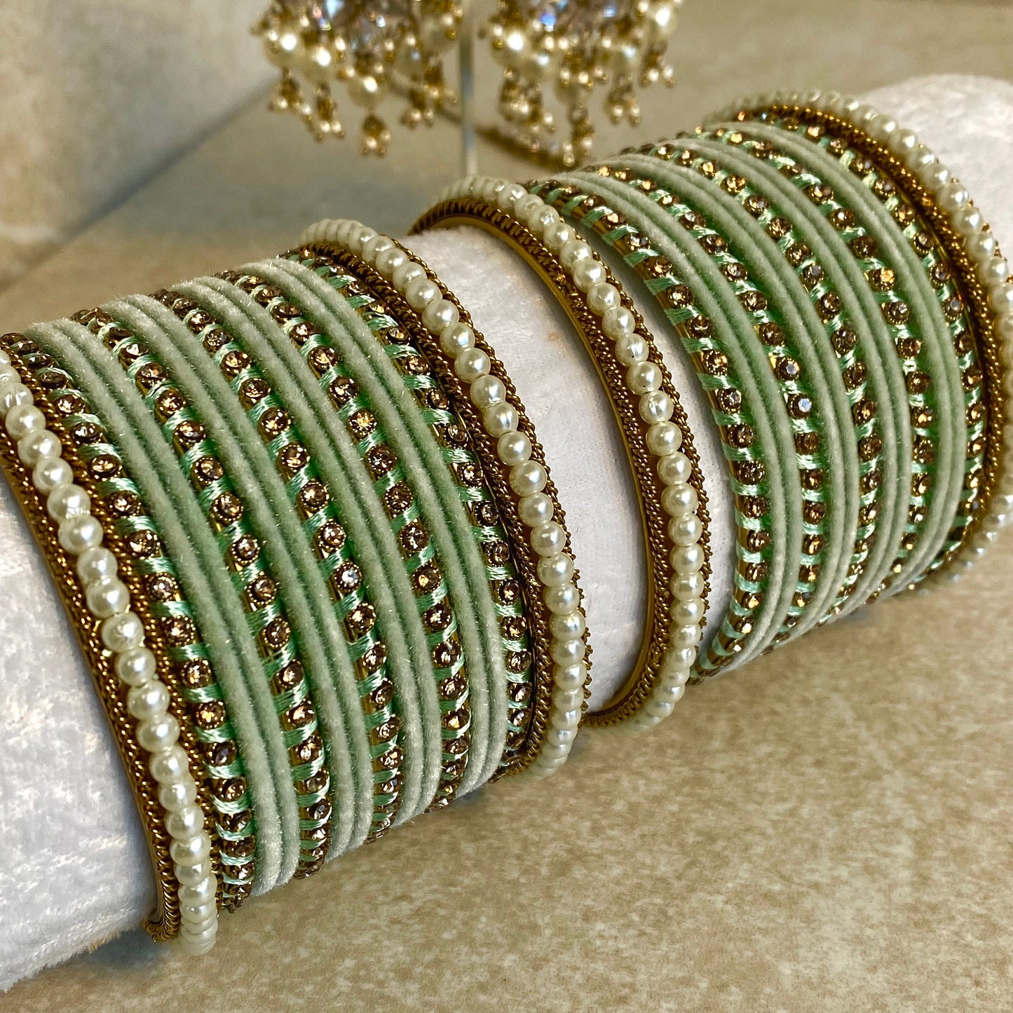 Pearl Mint Bangle Set/Indian/ Pakistani/Jewelley/ Fashion Bracelet