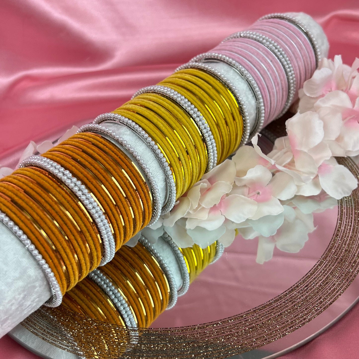 Orange & Silver Bangle Set/Indian/ Pakistani/Jewelley/ Fashion Bracelet