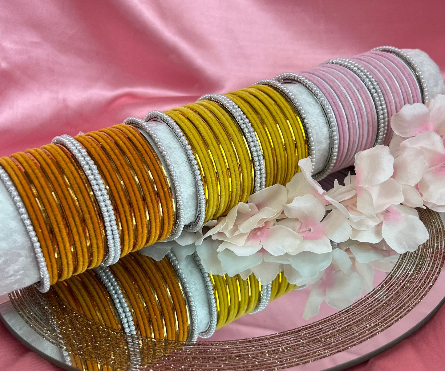 Orange & Silver Bangle Set/Indian/ Pakistani/Jewelley/ Fashion Bracelet