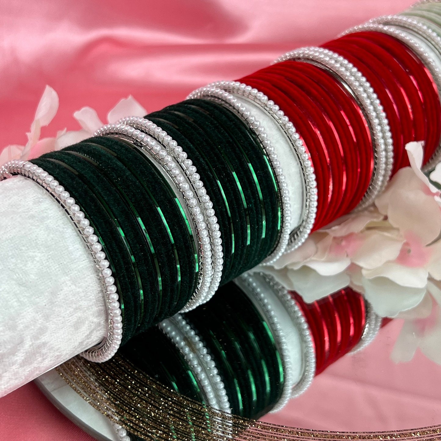 Red & Silver Bangle Set/Indian/ Pakistani/Jewelley/ Fashion Bracelet