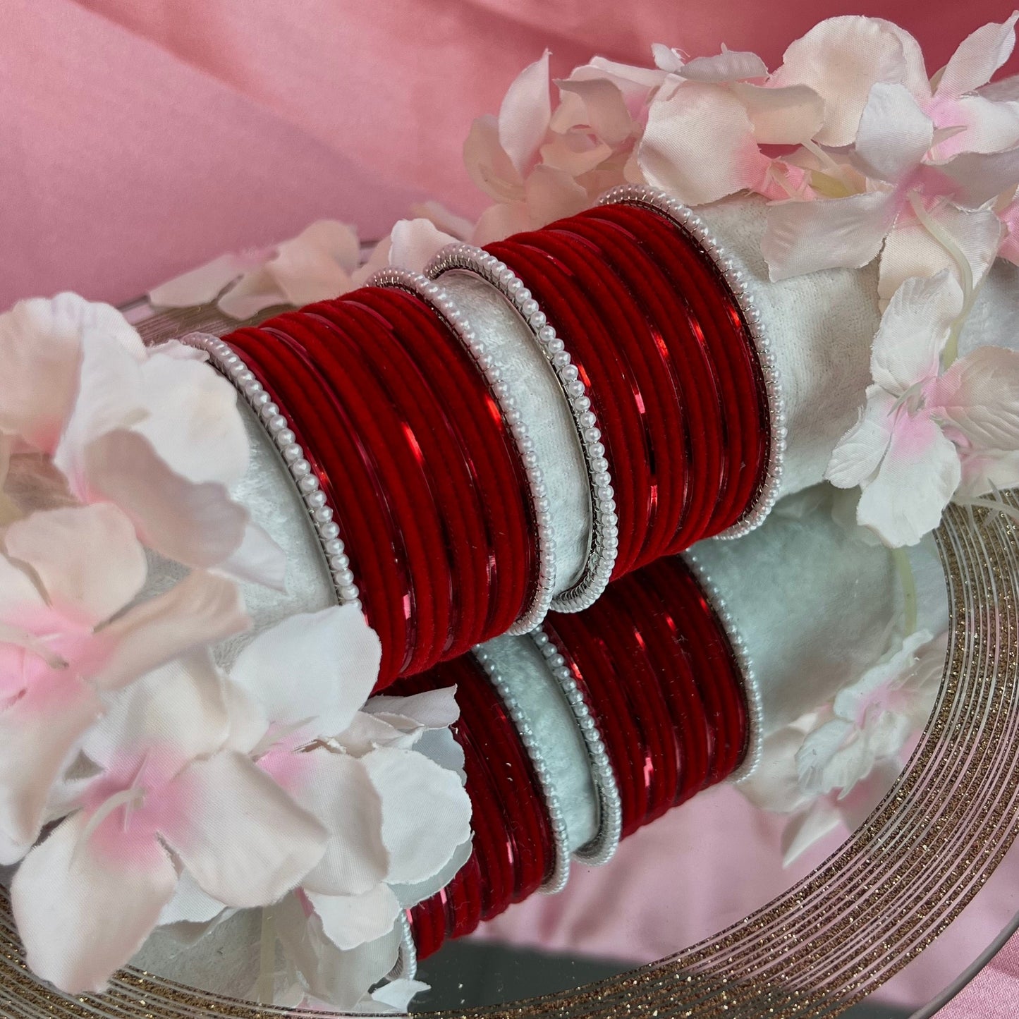Red & Silver Bangle Set/Indian/ Pakistani/Jewelley/ Fashion Bracelet
