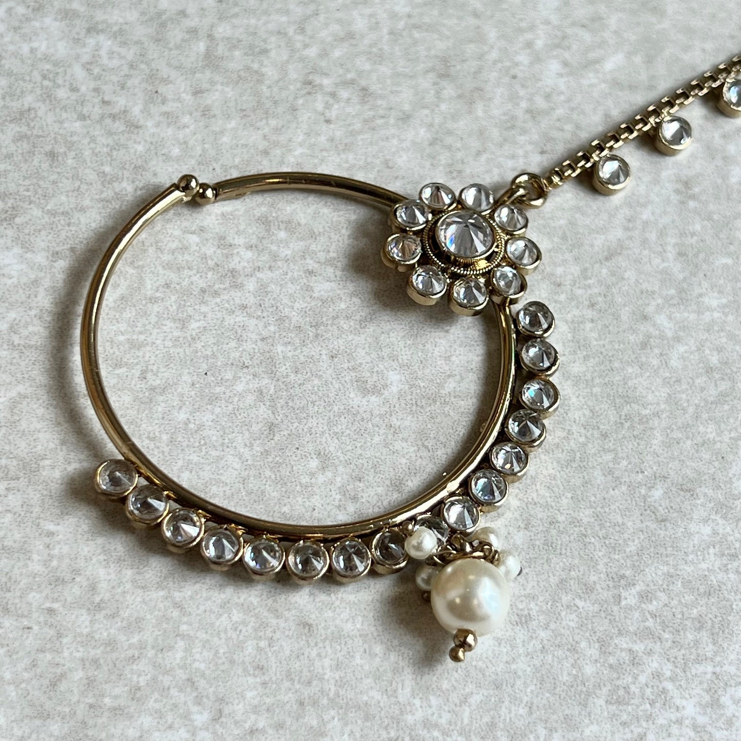 Non-Piercing Nose Ring - Clear/ Fashion Jewellery/ Gift for Women/Indian/Pakistani style/Nath /Indian Nose Jewellery