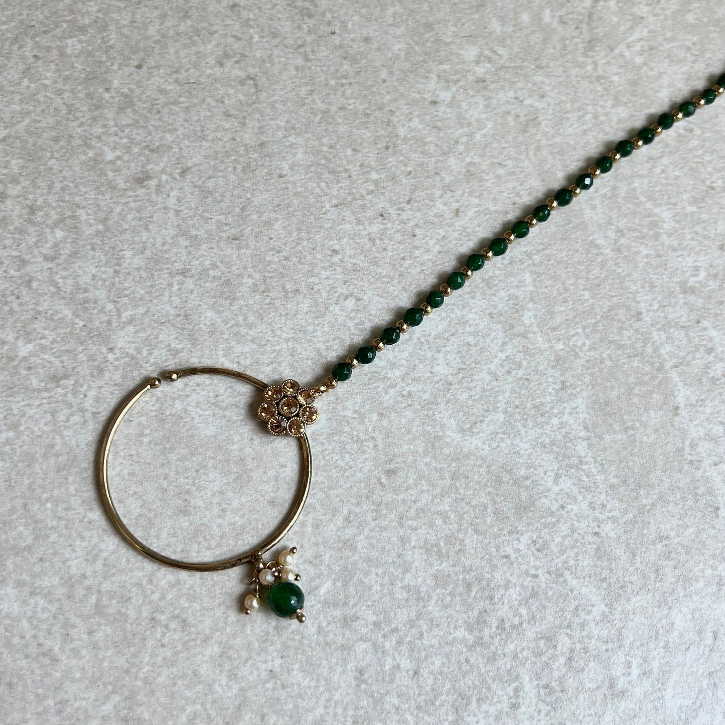 Non-Piercing Nose Ring - Green/ Fashion Jewellery/ Gift for Women/Indian/Pakistani style/Nath