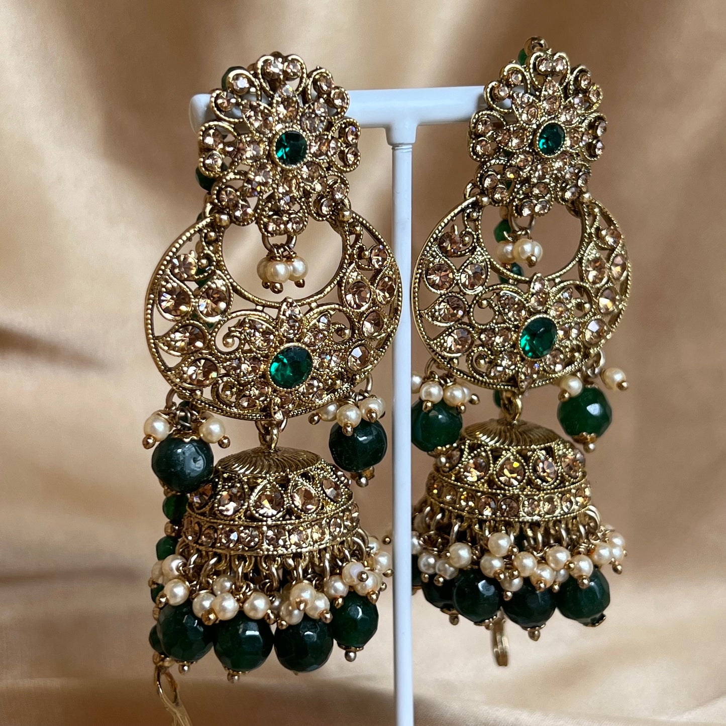 Medium/ Large Jhumka Earrings - Green