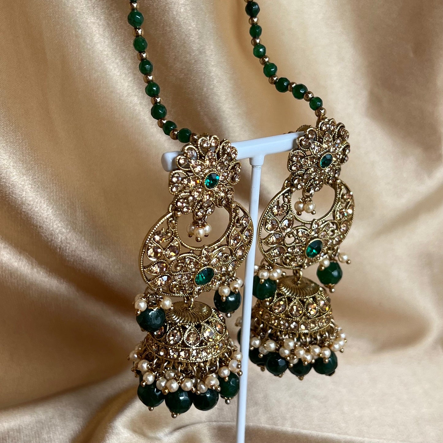 Medium/ Large Jhumka Earrings - Green