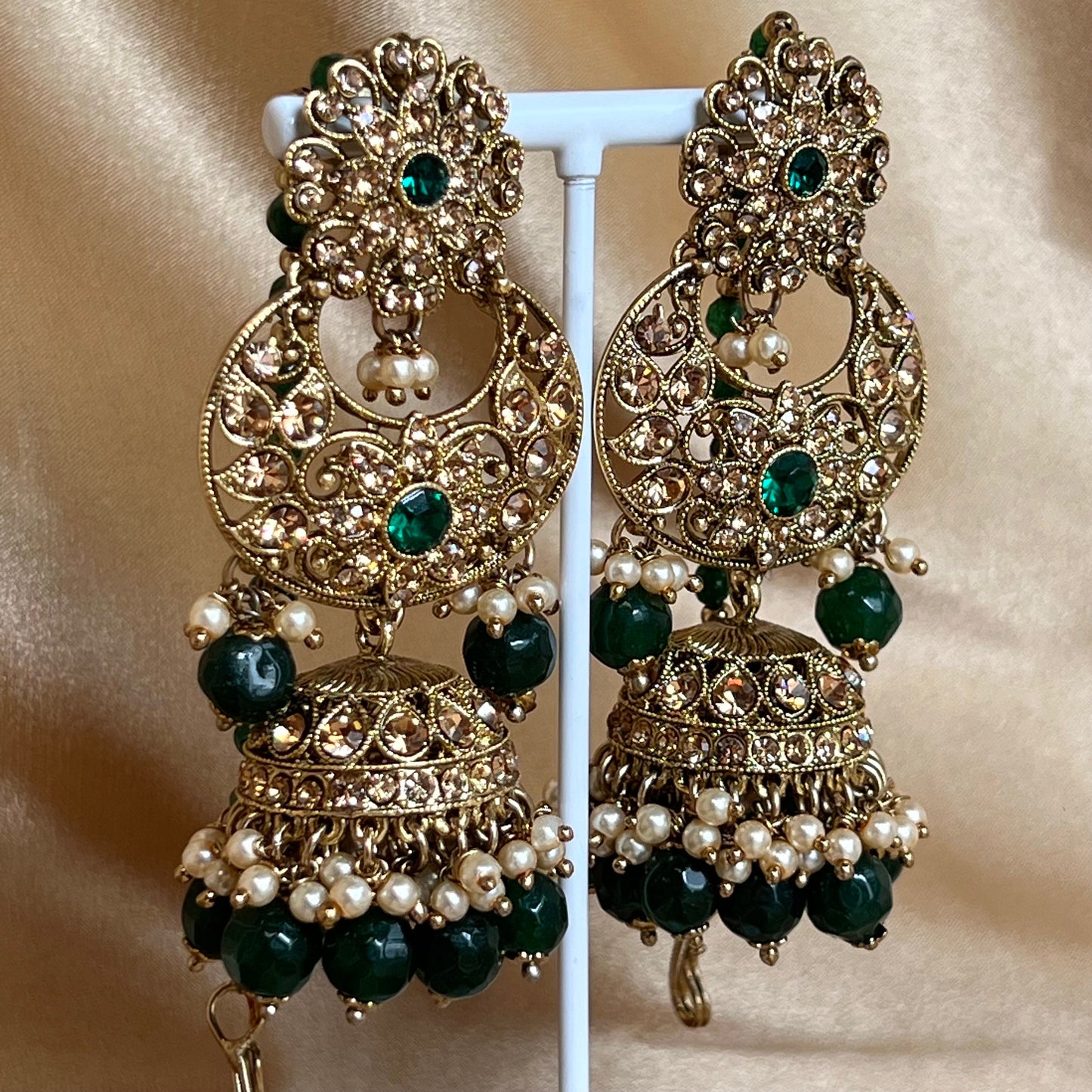 Medium/ Large Jhumka Earrings - Green