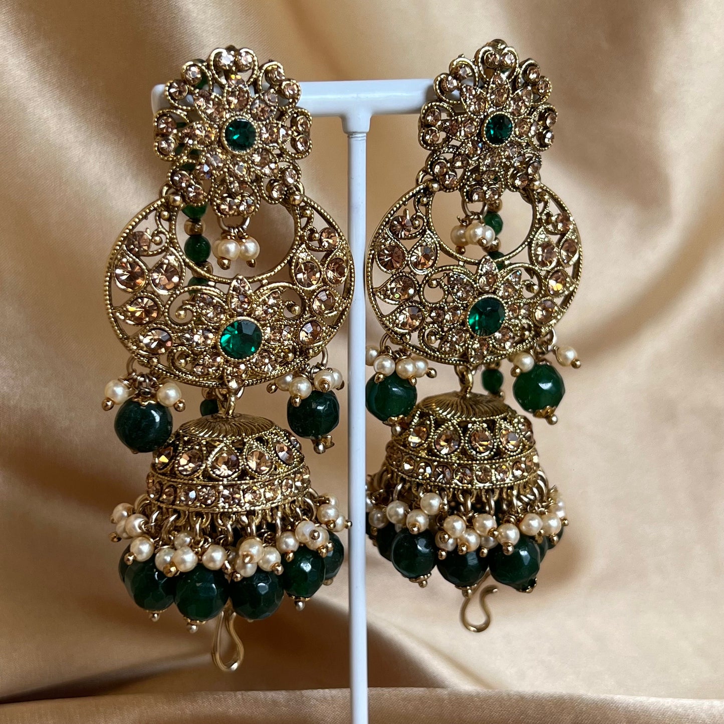 Medium/ Large Jhumka Earrings - Green