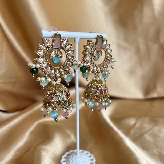 Crystal Earrings - Pink Multicolour/ Fashion Jewellery/ Gift for Women