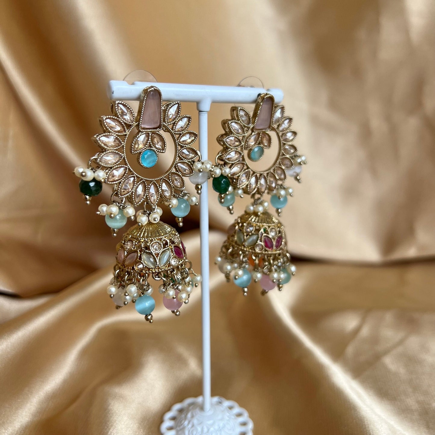 Crystal Earrings - Pink Multicolour/ Fashion Jewellery/ Gift for Women