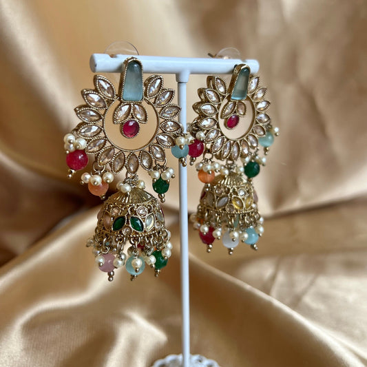 Crystal Earrings - Blue Multi colour/ Pink Pastels/Indian/ Pakistani Style