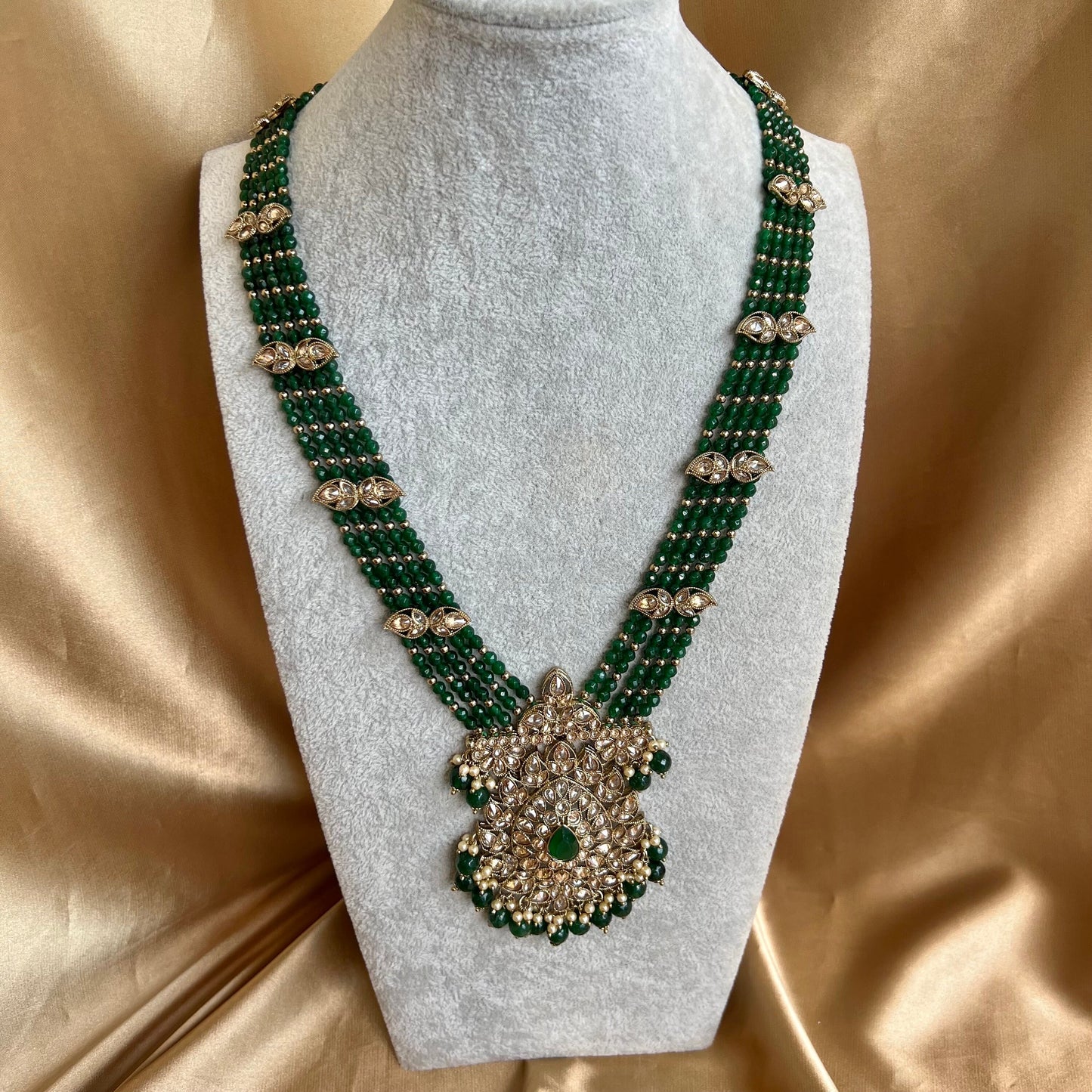 Green/ Champagne Long Mala/ Long Necklace/ Haar/ Unique Style/ Indian/ Pakistani/Fashion Jewellery/ Gift for Women