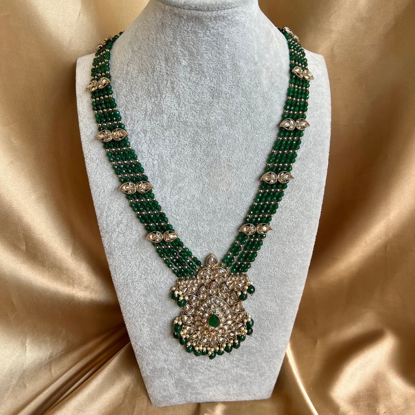 Green/ Champagne Long Mala/ Long Necklace/ Haar/ Unique Style/ Indian/ Pakistani/Fashion Jewellery/ Gift for Women