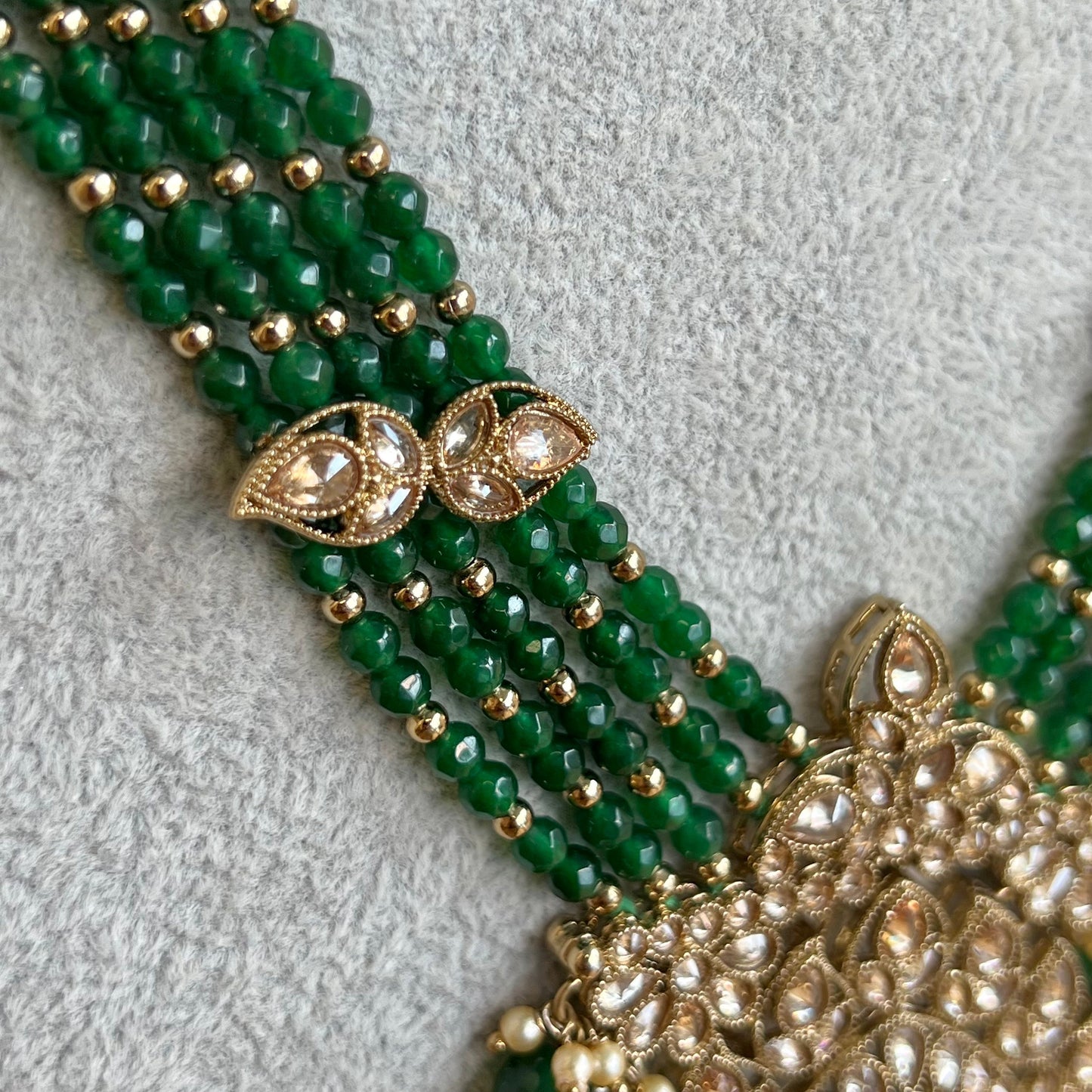 Green/ Champagne Long Mala/ Long Necklace/ Haar/ Unique Style/ Indian/ Pakistani/Fashion Jewellery/ Gift for Women