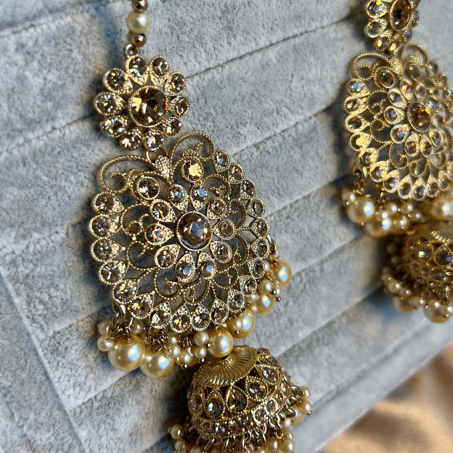 Golden Necklace and Earring/ Tikka/ Tikli/ Indian/ Pakistani/Fashion Jewellery/ Gift for Women