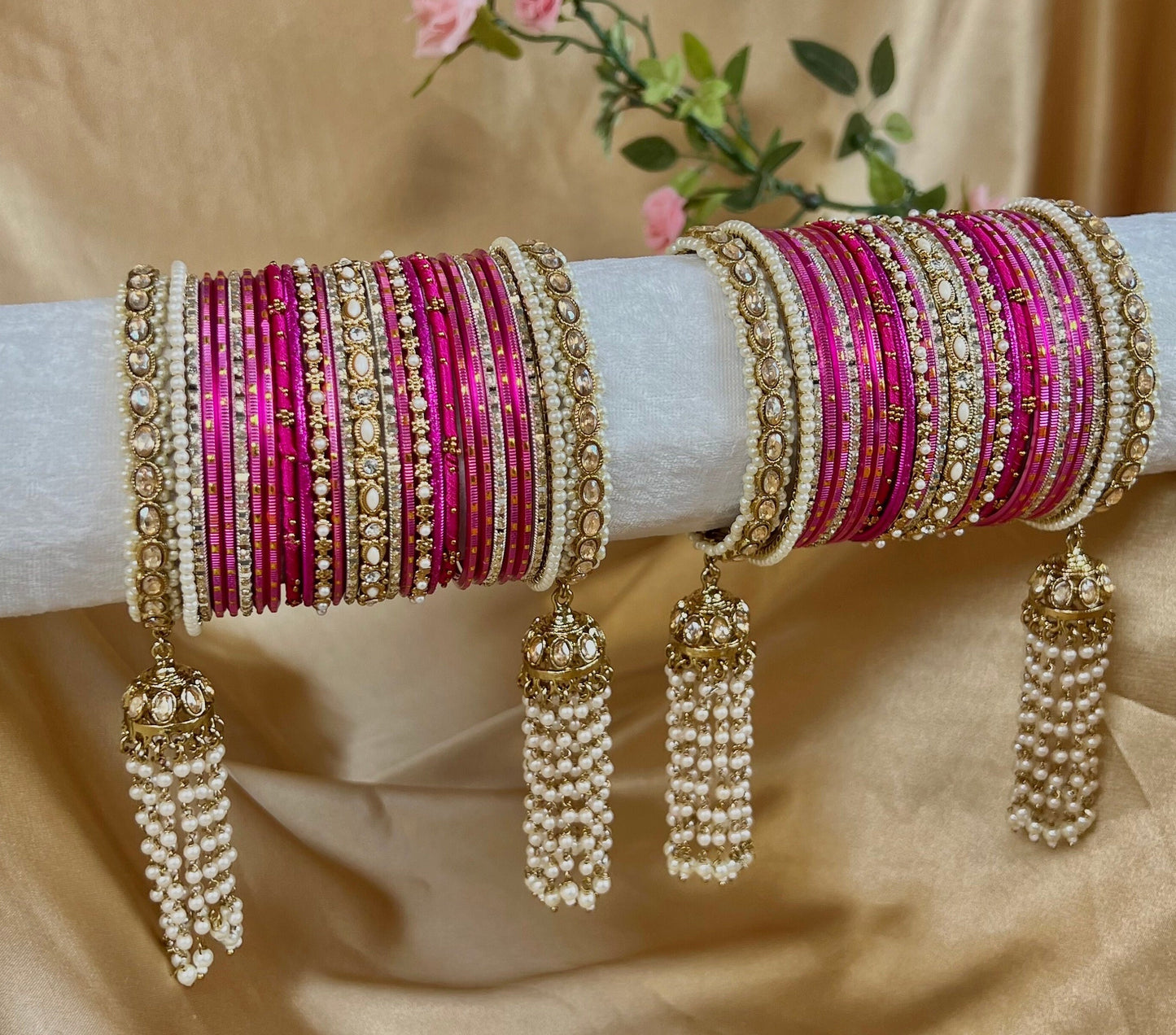 Hot Pink Bridal Bangle Set/Indian/ Pakistani/Jewelley/ Fashion Bracelet