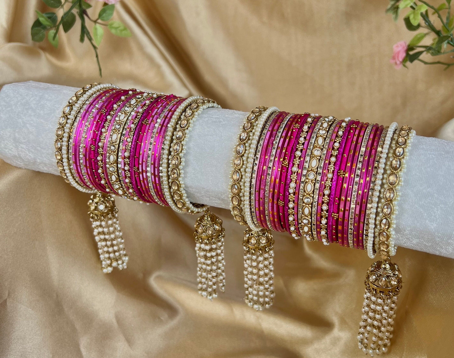 Hot Pink Bridal Bangle Set/Indian/ Pakistani/Jewelley/ Fashion Bracelet