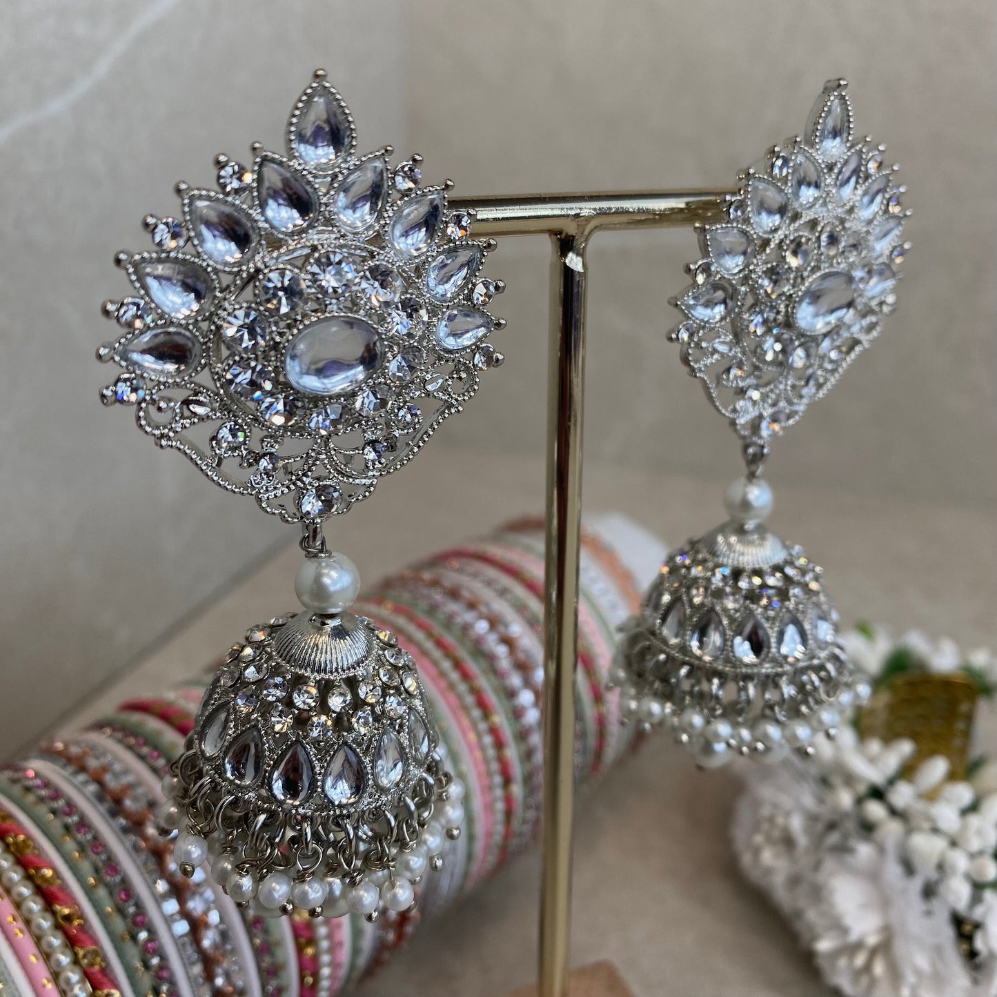 Silver Medium Jhumka Earrings/ Fashion Jewellery/ Gift for Women