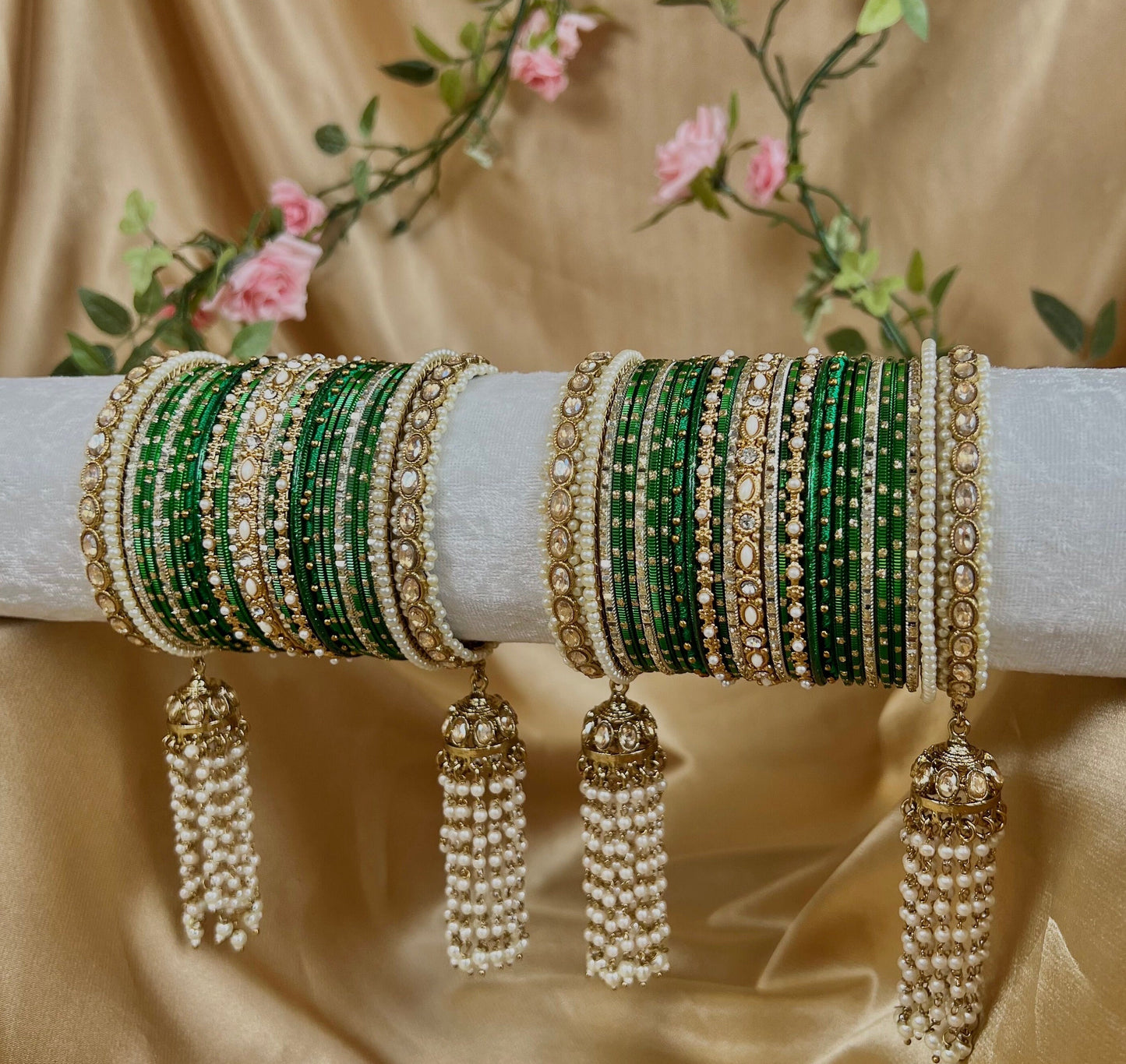 Green Luxury Bridal Bangle Set/Indian/ Pakistani/Jewelley/ Fashion Bracelet