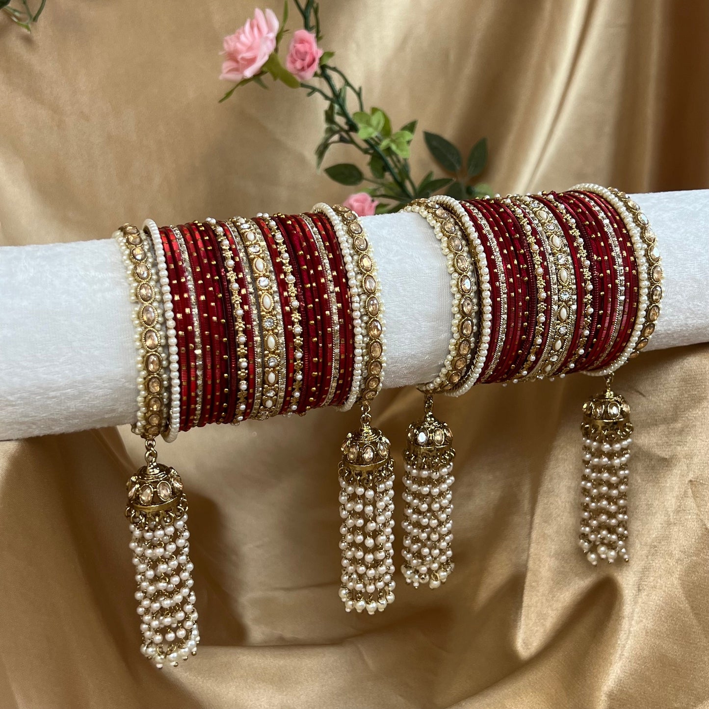 Maroon Luxury Bridal Bangle Set/Indian/ Pakistani/Jewelley/ Fashion Bracelet