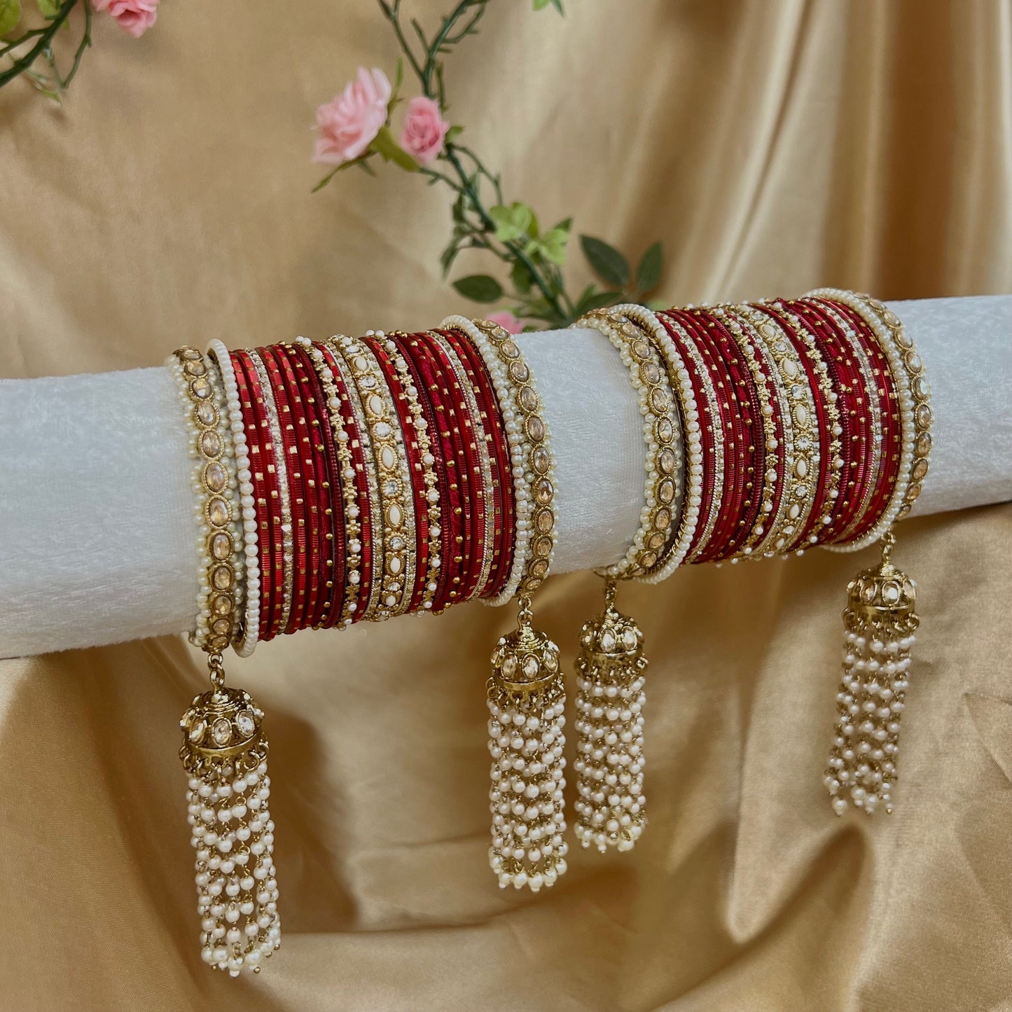 Maroon Luxury Bridal Bangle Set/Indian/ Pakistani/Jewelley/ Fashion Bracelet
