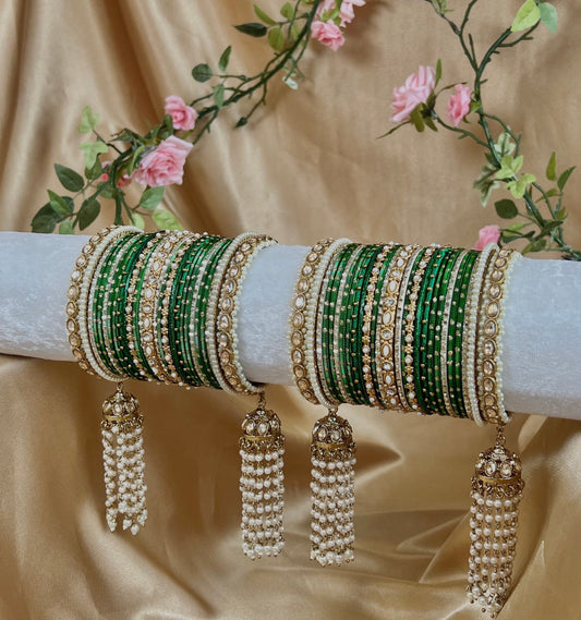 Green Luxury Bridal Bangle Set/Indian/ Pakistani/Jewelley/ Fashion Bracelet