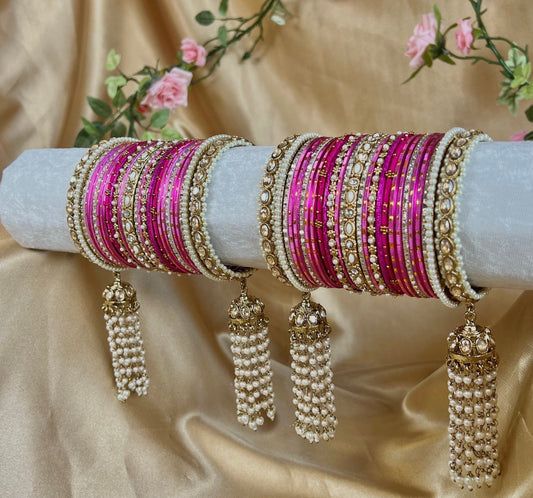 Hot Pink Bridal Bangle Set/Indian/ Pakistani/Jewelley/ Fashion Bracelet