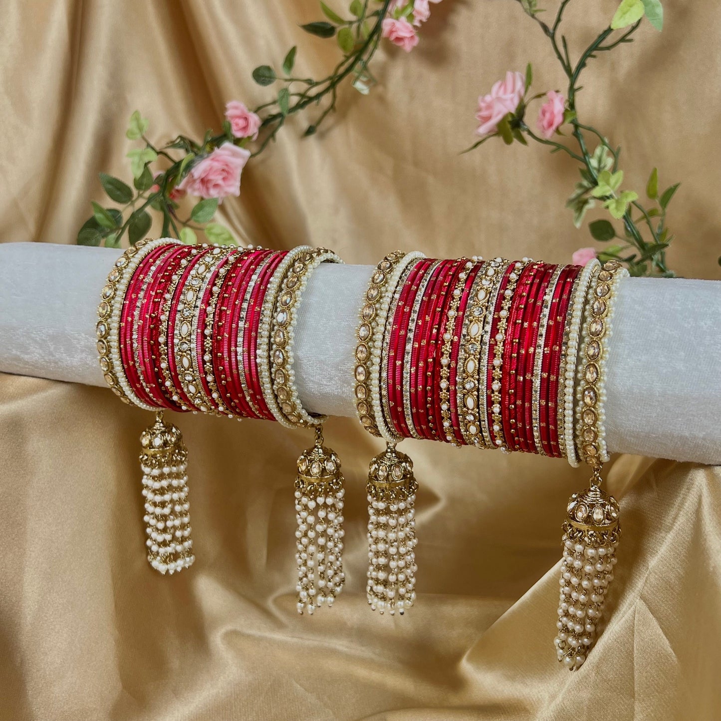 Red Luxury Bridal Bangle Set/Indian/ Pakistani/Jewelley/ Fashion Bracelet