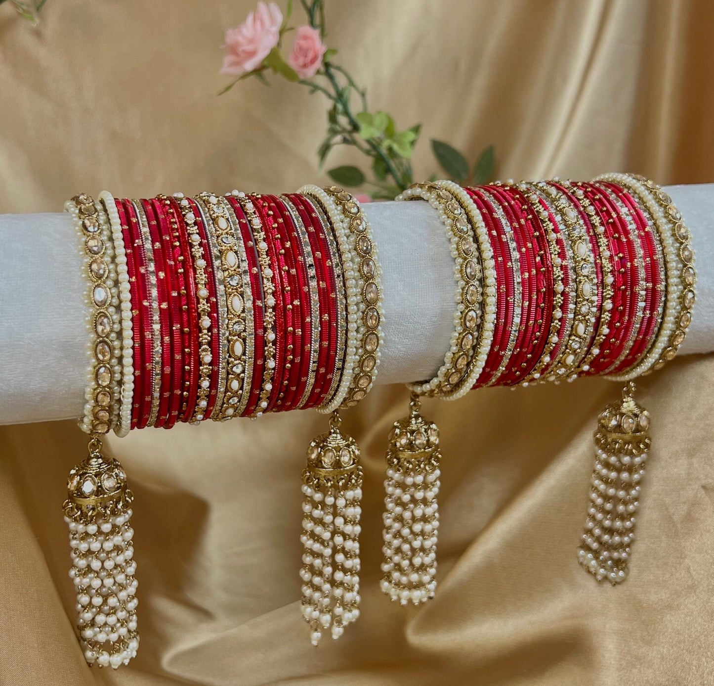 Red Luxury Bridal Bangle Set/Indian/ Pakistani/Jewelley/ Fashion Bracelet