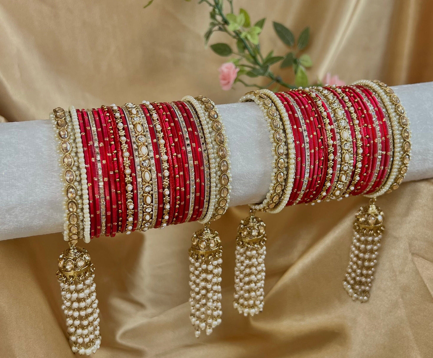 Red Luxury Bridal Bangle Set/Indian/ Pakistani/Jewelley/ Fashion Bracelet