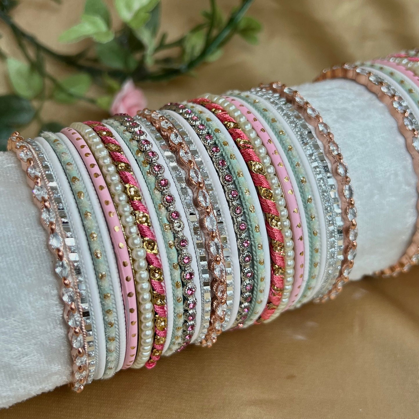 Pink/Mint Midi Bangle Set/Indian/ Pakistani/Jewelley/ Fashion Bracelet